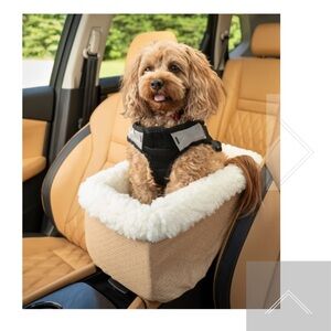 Plush Beige Dog Car Seat for Travel
